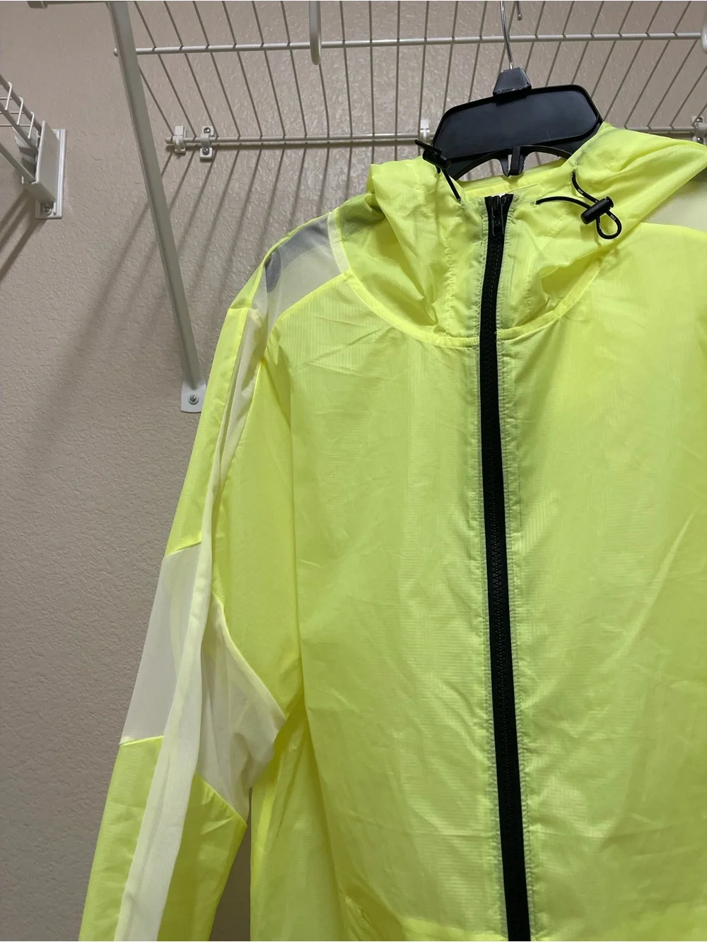 PINK Victoria's Secret Neon Yellow Hooded Windbreaker Jacket